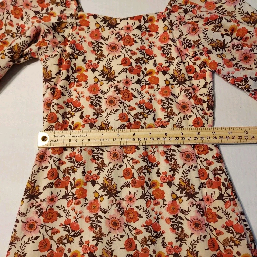 Fall Dress Toddler Girls Orange Pink Brown Floral Bohemian